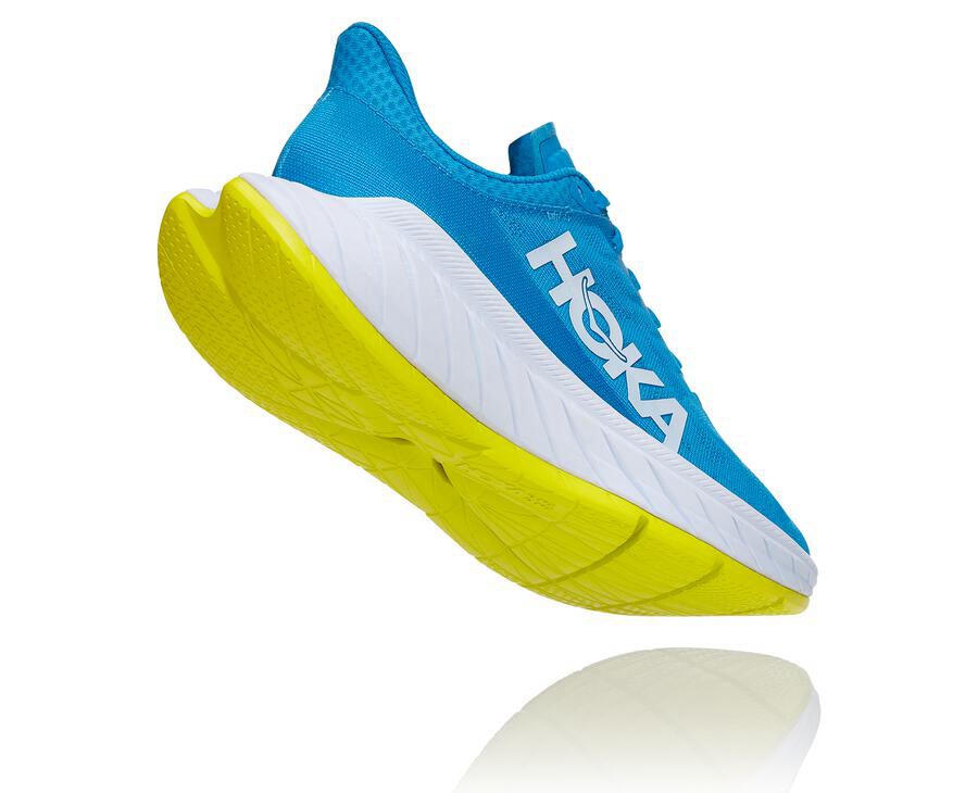 Hoka One One Womens Running Shoes - Carbon X 2 - Blue/White - YWPN63504